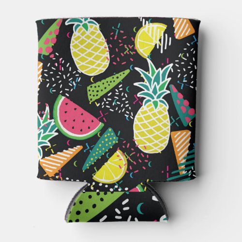 Watermelon Pineapple Geometrical Seamless Pattern Can Cooler