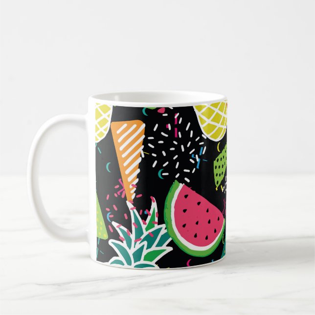 Watermelon Pineapple: Geometrical Seamless Pattern Coffee Mug (Left)