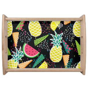 Watermelon Pineapple: Geometrical Seamless Pattern Serving Tray