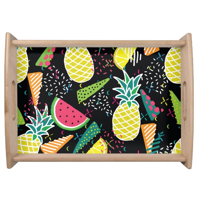 Watermelon Pineapple: Geometrical Seamless Pattern Serving Tray (Front)