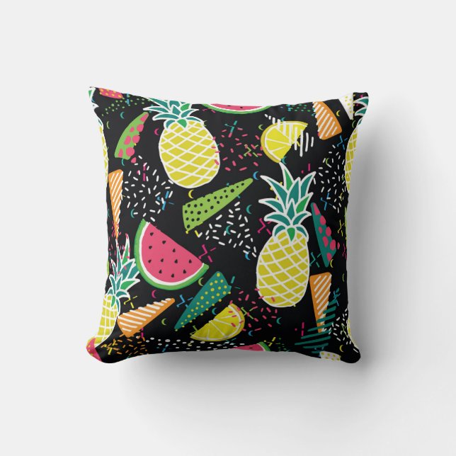 Watermelon Pineapple: Geometrical Seamless Pattern Throw Pillow (Front)