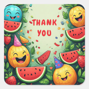 🍉 Watermelon Pineapple Strawberry Summer Party Fr Square Sticker