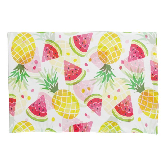 Watermelon Pineapple Summer Seamless Print Pillow Case (Front)