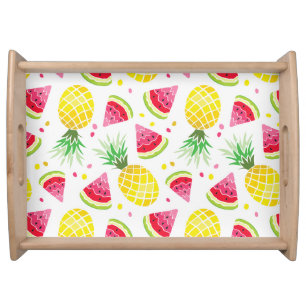 Watermelon Pineapple Summer Seamless Print Serving Tray