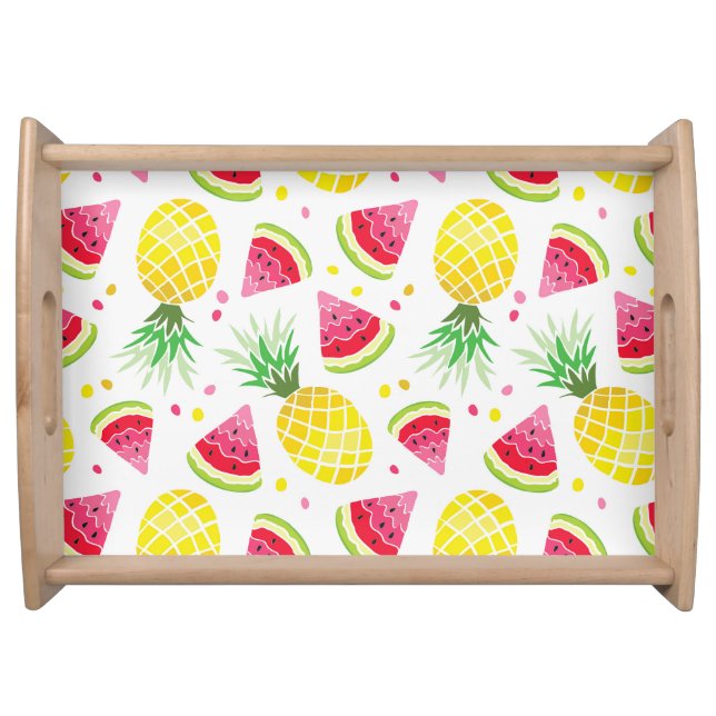 Watermelon Pineapple Summer Seamless Print Serving Tray (Front)