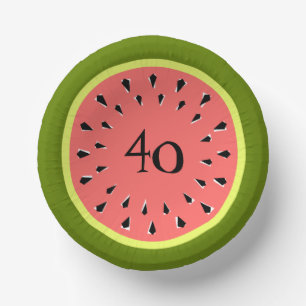Watermelon Pink 40 Age Paper Bowls