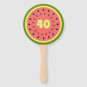 Watermelon Pink Age 40 Hand Fan