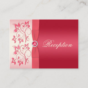 Watermelon Pink and Ivory Floral Enclosure Card