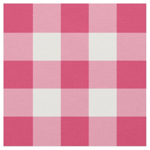 Watermelon Pink and White Gingham Pattern Fabric