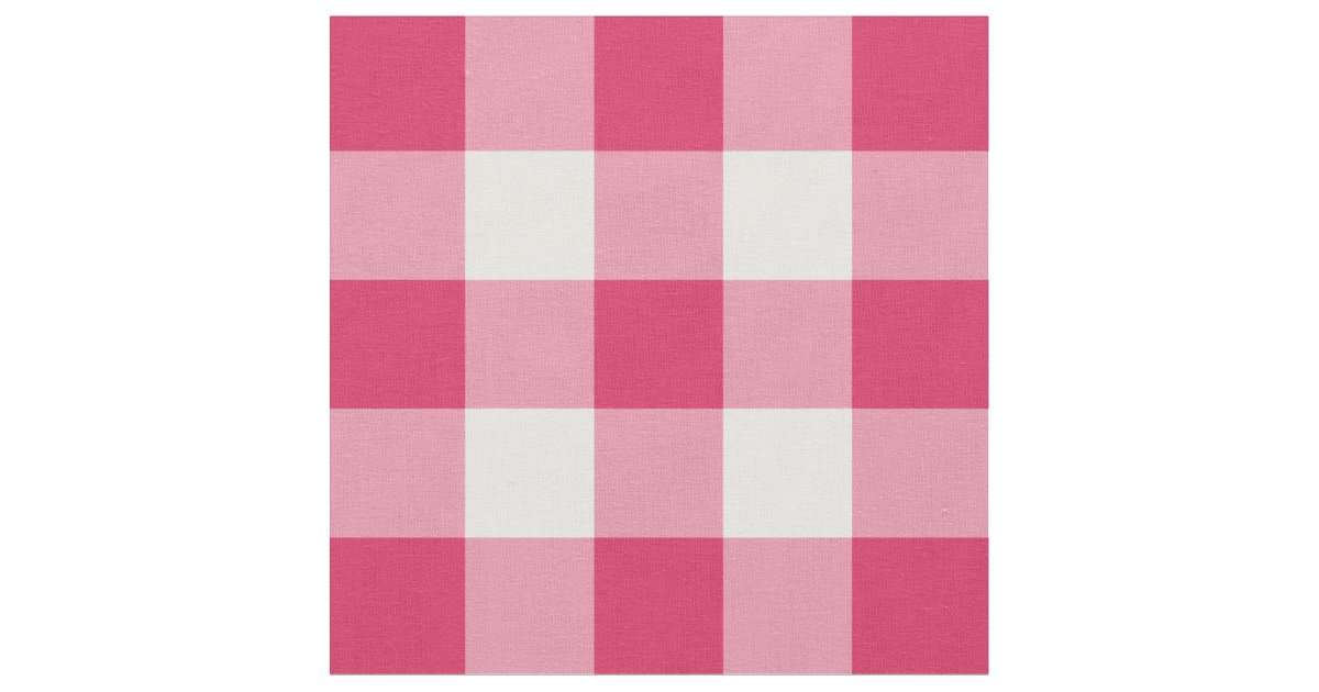 Watermelon Pink and White Gingham Pattern Fabric | Zazzle