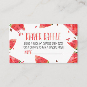 Watermelon Pink Baby Shower Diaper Raffle Card