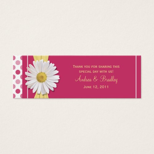 Watermelon Pink Daisy Mini Wedding Favor Tag