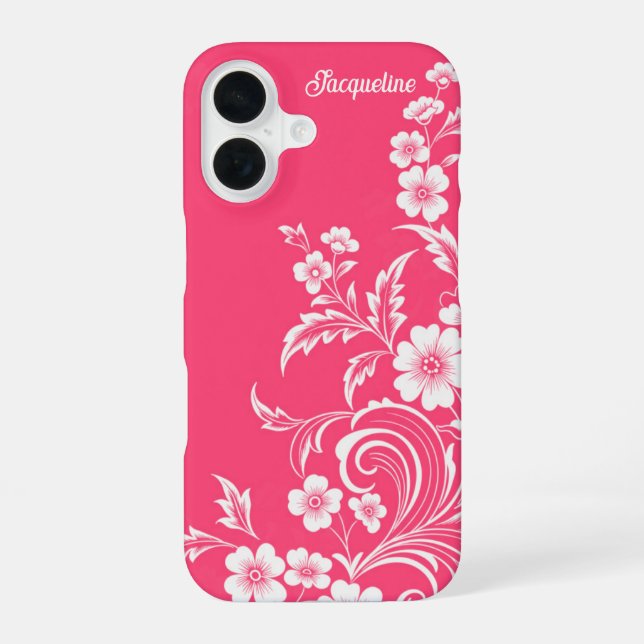 Watermelon Pink Floral Swirl iPhone Case (Back)