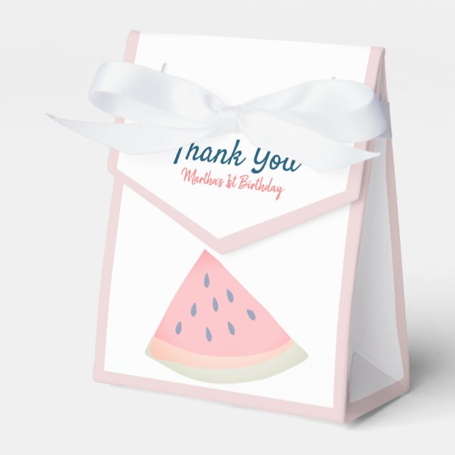 Watermelon Pink Girl Birthday Favor Boxes (Front Side)