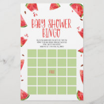 Watermelon Pink Green Bingo Baby Shower Game Stationery
