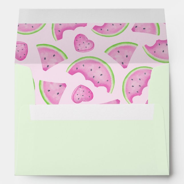 Watermelon Pink & Green Envelope with Liner (Back (Bottom))