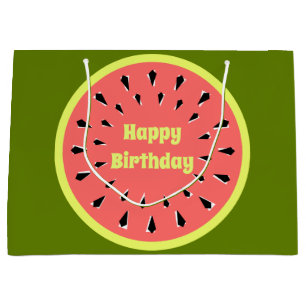Watermelon Pink Happy Birthday Large Gift Bag