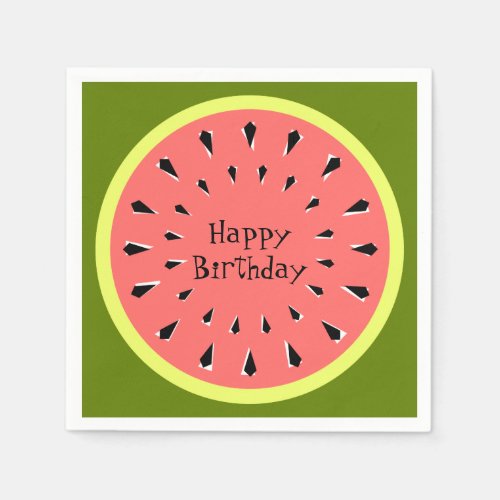 Watermelon Pink Happy Birthday napkins paper