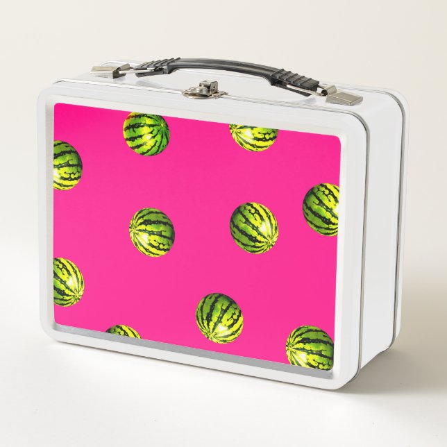 Watermelon Pink Metal Lunch Box (Front)