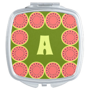 Watermelon Pink Monogram Compact Mirror