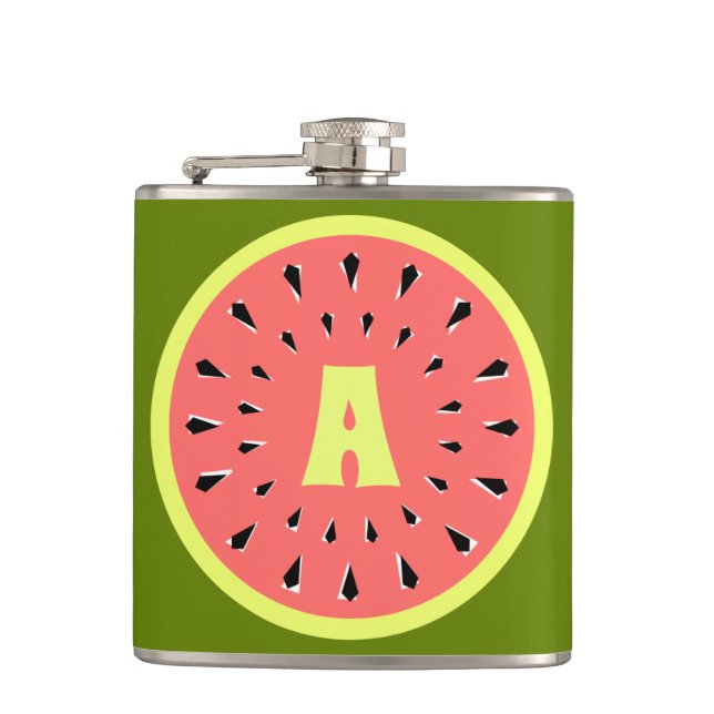 Watermelon Pink Monogram Flask (Front)