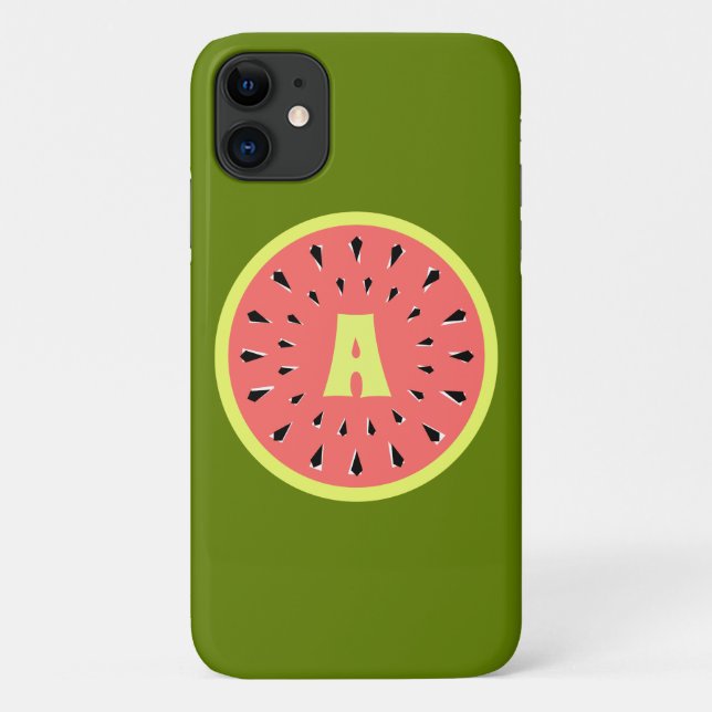Watermelon Pink 'Monogram' iPhone case (Back)