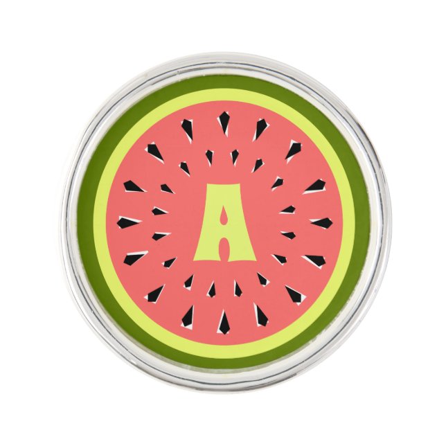 Watermelon Pink Monogram Lapel Pin (Front)