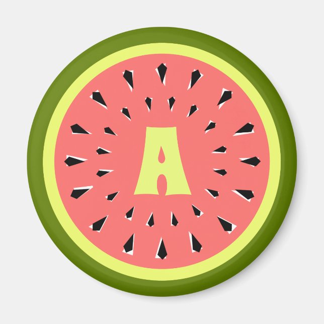 Watermelon Pink Monogram Magnet (Front)