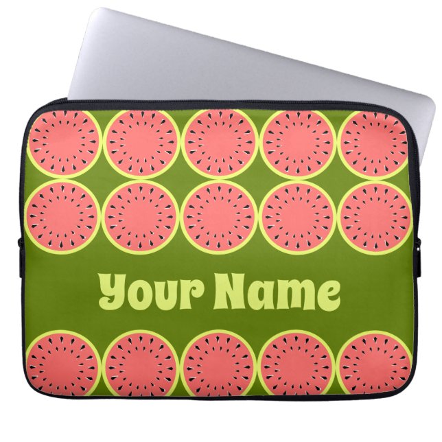 Watermelon Pink Multi Name laptop sleeve (Front)