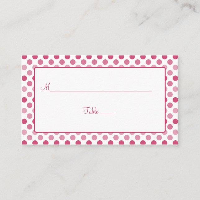 Watermelon Pink Polka Dot Wedding Place Cards (Front)