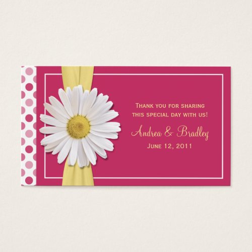 Watermelon Pink Shasta Daisy Wedding Favor Tag