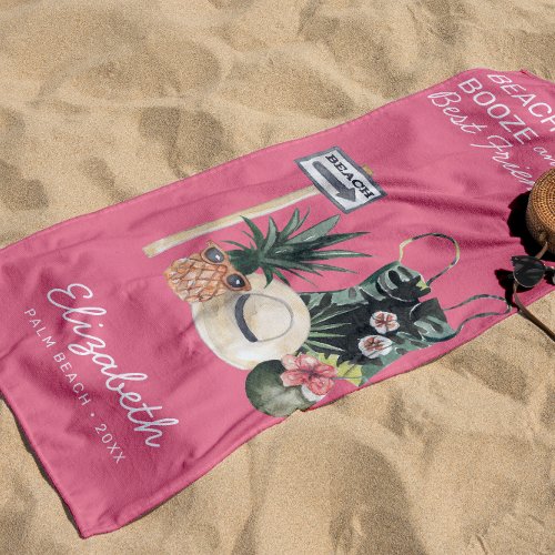 Watermelon Pink Sorbet  Tropical Summer Beach Beach Towel
