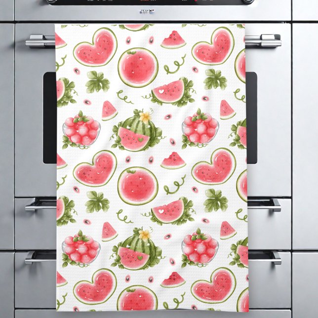 Watermelon Pink White Summer Kitchen Towel (Watermelon Pink White Summer Kitchen Towel)