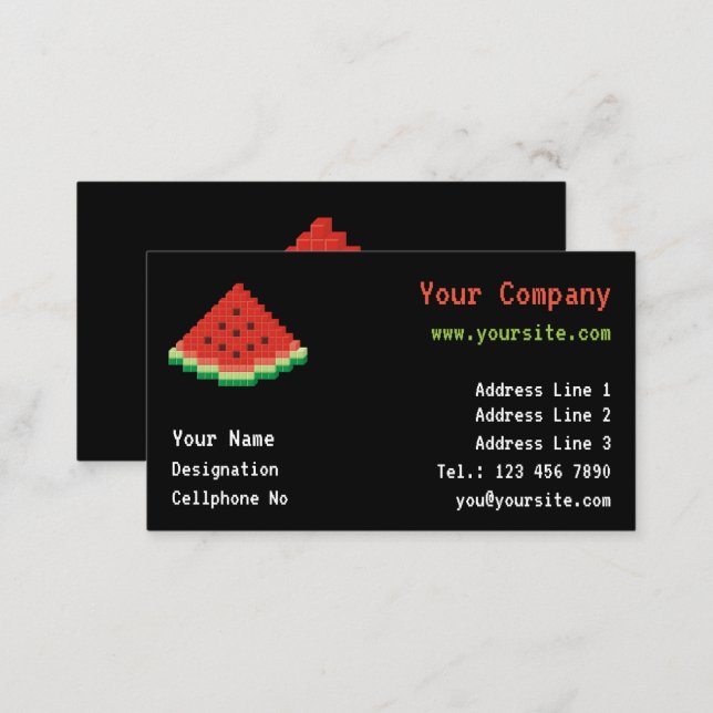 Watermelon Pixel Art Business Card (Front/Back)