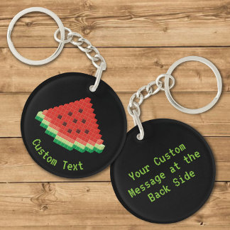 Watermelon Pixel Art Keychain