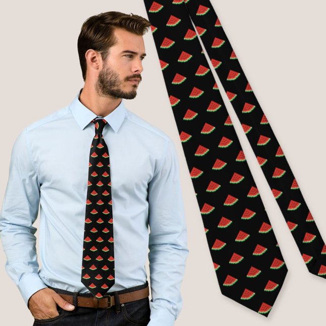 Watermelon Pixel Art Pattern Neck Tie (Creator Uploaded)