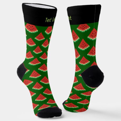 Watermelon Pixel Art Pattern Socks