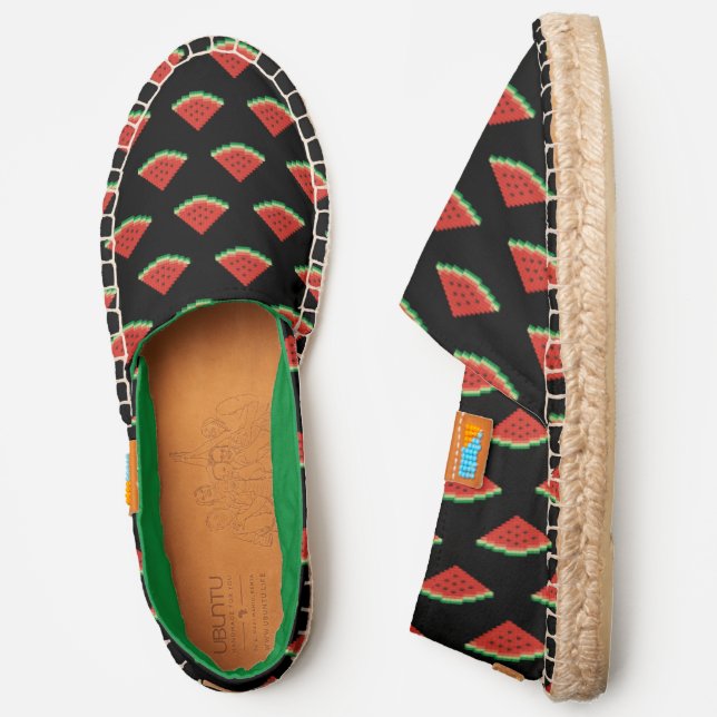 Watermelon Pixelart Pattern Espadrilles (Side)