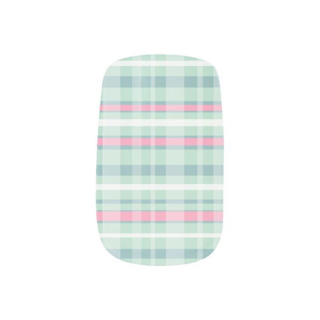 Watermelon Plaid Minx Nails Nail Art (Right Thumb)