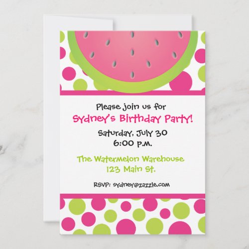 Watermelon Polka Dot Invitation