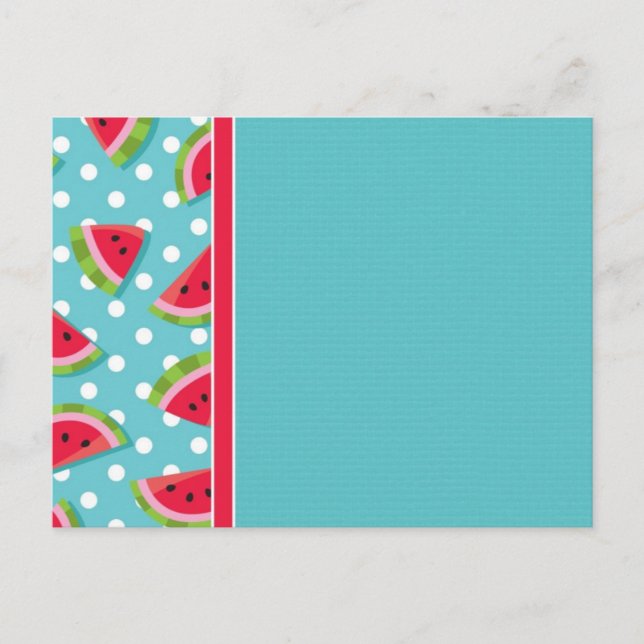 Watermelon Polka Dot Left Border 2 Postcard (Front)