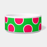 Watermelon Polka Dots Bowl<br><div class="desc">Watermelon-pink polka dots are on a watermelon-green background and have a fun, summer feel.</div>