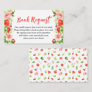 Watermelon Pomegranate Baby Shower Book Request Enclosure Card