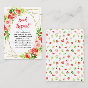 Watermelon Pomegranate Baby Shower Book Request Enclosure Card
