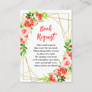 Watermelon Pomegranate Baby Shower Book Request Enclosure Card
