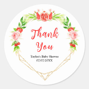 Watermelon Pomegranate Baby Shower Thank You Classic Round Sticker