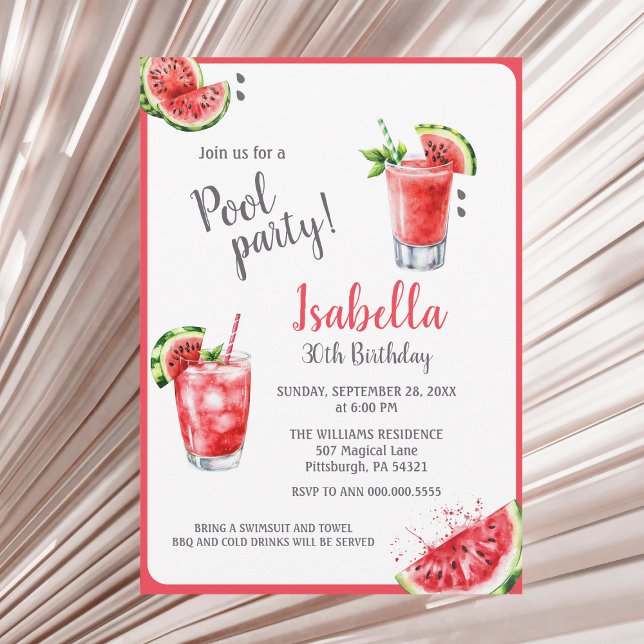 Watermelon Pool Party Drinks Invitation (Creator Uploaded)