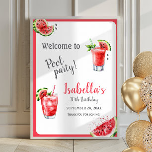 Watermelon Pool Party Drinks Poster Welcome Sign
