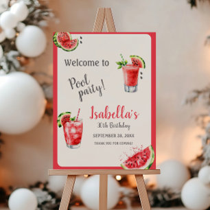 Watermelon Pool Party Drinks Welcome Sign