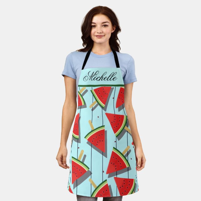 Watermelon Popsicle Apron - Personalized Pattern (Worn)